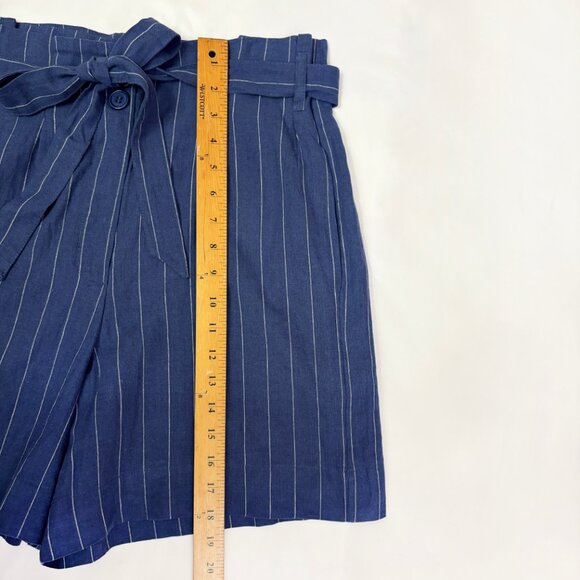Princess Highway pinstripe blue shorts with waist-tie size US 8 NWT - Picture 3 of 6